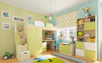 Детская комната Эппл (Зеленый/Белый/корпус Клен) в Емельяново - emelyanovo.mebel54.com | фото