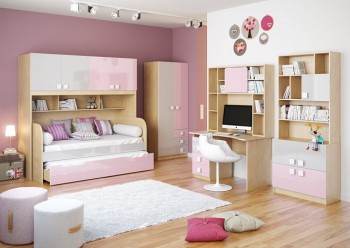 Детская комната Грэйси (Розовый/Серый/корпус Клен) в Емельяново - emelyanovo.mebel54.com | фото