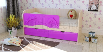 Друзья Кровать детская 2 ящика 1.6 Фиолетовый глянец в Емельяново - emelyanovo.mebel54.com | фото