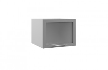 Гарда ГВПГС 600 шкаф верхний горизонтальный глубокий со стеклом высокий (Белый Эмалит/корпус Серый) в Емельяново - emelyanovo.mebel54.com | фото