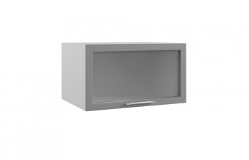 Гарда ГВПГС 800 шкаф верхний горизонтальный глубокий со стеклом высокий (Белый Эмалит/корпус Серый) в Емельяново - emelyanovo.mebel54.com | фото