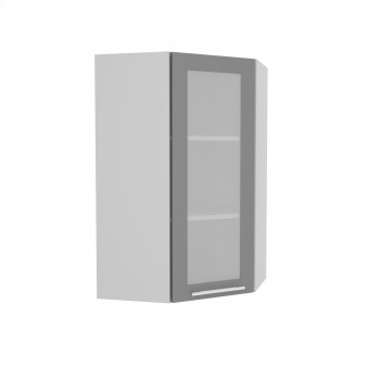 Гарда ВПУС 550 шкаф верхний угловой со стеклом высокий (Белый Эмалит/корпус Серый) в Емельяново - emelyanovo.mebel54.com | фото