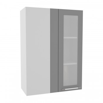 Гарда ВПУС 650 шкаф верхний угловой со стеклом высокий (Белый Эмалит/корпус Серый) в Емельяново - emelyanovo.mebel54.com | фото
