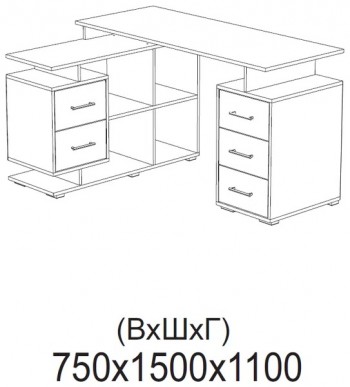 Компьютерный стол угловой СКМУ-3 дуб сонома/белый в Емельяново - emelyanovo.mebel54.com | фото
