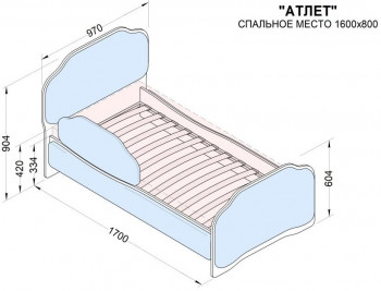 Кровать 160 Атлет 29 Синий (мягкий бортик) в Емельяново - emelyanovo.mebel54.com | фото