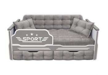 Кровать 160 серии Спорт 2 ящика 45 Серый (подушки) в Емельяново - emelyanovo.mebel54.com | фото