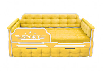 Кровать 160 серии Спорт 2 ящика 74 Жёлтый (мягкие боковые накладки) в Емельяново - emelyanovo.mebel54.com | фото