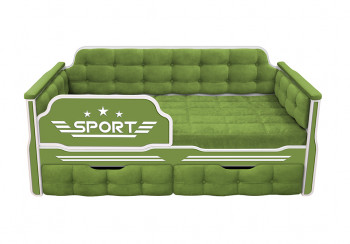 Кровать 160 серии Спорт 2 ящика 76 Зелёный (мягкие боковые накладки) в Емельяново - emelyanovo.mebel54.com | фото