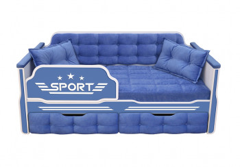 Кровать 160 серии Спорт 2 ящика 85 Синий (подушки) в Емельяново - emelyanovo.mebel54.com | фото