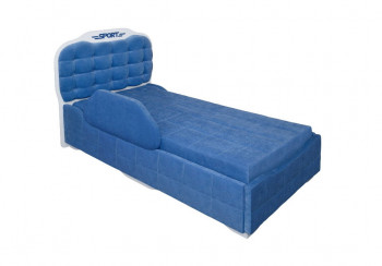 Кровать 190 Атлет Lux 29 Синий (мягкий бортик) в Емельяново - emelyanovo.mebel54.com | фото