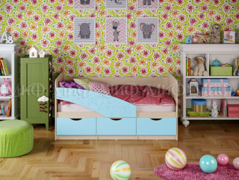 Кровать Бабочки 1,6м (Голубой матовый) в Емельяново - emelyanovo.mebel54.com | фото