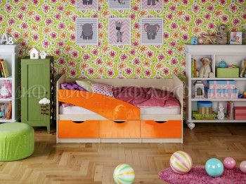 Кровать Бабочки 1,6м (Оранжевый металлик) в Емельяново - emelyanovo.mebel54.com | фото