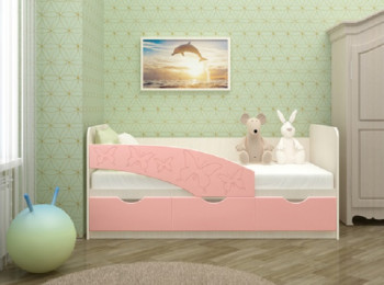 Кровать Бабочки 1,6м (Розовый металлик) в Емельяново - emelyanovo.mebel54.com | фото