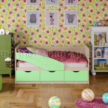 Кровать Бабочки 1,6м (Салат матовый) в Емельяново - emelyanovo.mebel54.com | фото