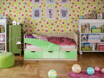 Кровать Бабочки 1,6м (Салатовый металлик) в Емельяново - emelyanovo.mebel54.com | фото