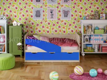 Кровать Бабочки 1,6м (Синий матовый) в Емельяново - emelyanovo.mebel54.com | фото