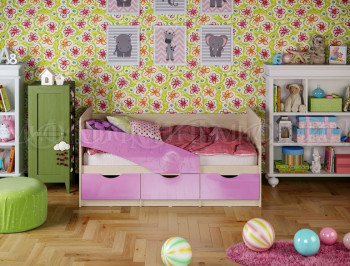Кровать Бабочки 1,6м (Сиреневый металлик) в Емельяново - emelyanovo.mebel54.com | фото
