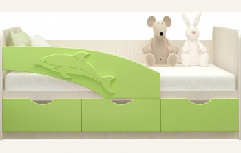 Кровать детская 1,6м Дельфин (Салатовый металлик) в Емельяново - emelyanovo.mebel54.com | фото