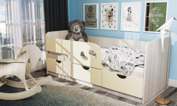 Кровать детская Минима Лего 1,86м с ящиками (дуб атланта/крем) в Емельяново - emelyanovo.mebel54.com | фото