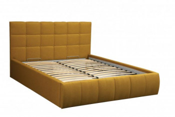 Кровать "Диана" ш. 1400 (Н=1010мм) (жаккард горчица) в Емельяново - emelyanovo.mebel54.com | фото