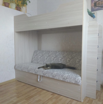 Кровать двухъярусная с диваном (Беленый дуб) в Емельяново - emelyanovo.mebel54.com | фото