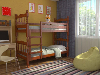 Кровать двухъярусная Соня из массива сосны 800*1890 Орех в Емельяново - emelyanovo.mebel54.com | фото