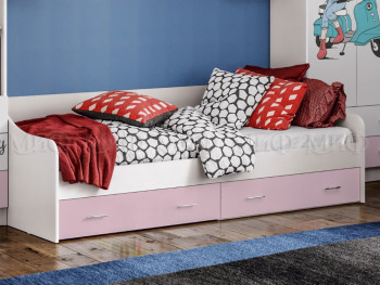 Кровать Fashion-1 Вега 0,9 м (Белый/Розовый) в Емельяново - emelyanovo.mebel54.com | фото