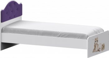 Кровать Каспер с мягкой спинкой и фотопечатью (800х1900)Белый/Фиолетовый в Емельяново - emelyanovo.mebel54.com | фото