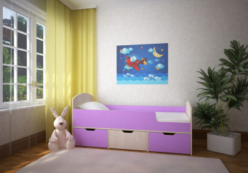 Кровать Малыш-мини Дуб молочный/Ирис в Емельяново - emelyanovo.mebel54.com | фото