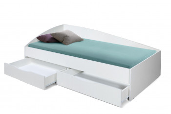 Кровать одинарная "Фея - 3" (асимметричная) (2000х900) New/(белый / белый / ДВПО белый) в Емельяново - emelyanovo.mebel54.com | фото