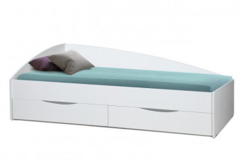 Кровать одинарная "Фея - 3" (асимметричная) (2000х900) New/(белый / белый / ДВПО белый) в Емельяново - emelyanovo.mebel54.com | фото