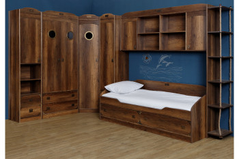 Кровать с 2-мя ящиками «Навигатор» (Дуб Каньон) в Емельяново - emelyanovo.mebel54.com | фото