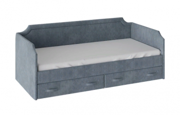 Кровать с мягкой обивкой и ящиками «Кантри» Тип 1 (900) (Замша синяя) в Емельяново - emelyanovo.mebel54.com | фото