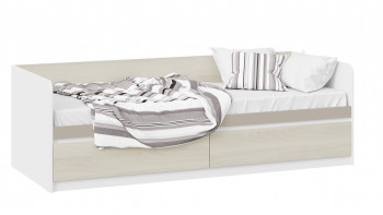 Кровать «Сканди» с 2 ящиками Дуб Гарден/Белый/Глиняный серый в Емельяново - emelyanovo.mebel54.com | фото