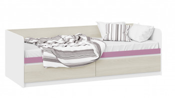 Кровать «Сканди» с 2 ящиками Дуб Гарден/Белый/Лиловый в Емельяново - emelyanovo.mebel54.com | фото
