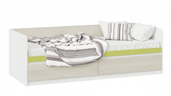Кровать «Сканди» с 2 ящиками Дуб Гарден/Белый/Зеленый в Емельяново - emelyanovo.mebel54.com | фото