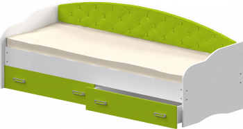 Кровать Софа-7 с мягкой спинкой (800х1900) Белый/Лайм в Емельяново - emelyanovo.mebel54.com | фото