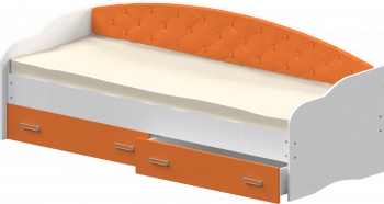 Кровать Софа-7 с мягкой спинкой (800х1900) Белый/Оранжевый в Емельяново - emelyanovo.mebel54.com | фото