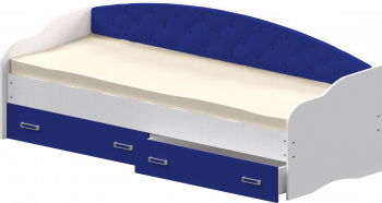 Кровать Софа-7 с мягкой спинкой (800х1900) Белый/Синий в Емельяново - emelyanovo.mebel54.com | фото