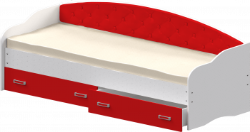 Кровать Софа-8 с мягкой спинкой (900х1900) Белый/Красный в Емельяново - emelyanovo.mebel54.com | фото