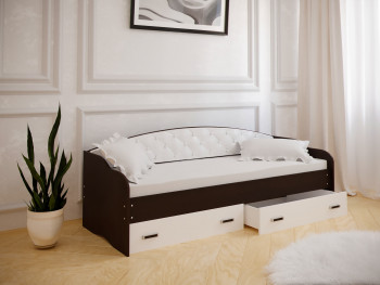 Кровать Софа-8 с мягкой спинкой (900х1900) Венге/ Белый в Емельяново - emelyanovo.mebel54.com | фото