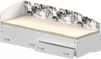 Кровать Софа-9 с мягкой спинкой с рисунком Милана (900х1900) Белый в Емельяново - emelyanovo.mebel54.com | фото