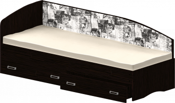 Кровать Софа-9 с мягкой спинкой с рисунком Милана (900х1900) Венге в Емельяново - emelyanovo.mebel54.com | фото