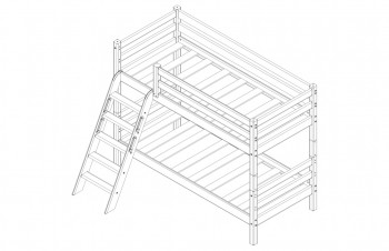 Кровать Соня вариант 12 низкая с наклонной лестницей Белый полупрозрачный в Емельяново - emelyanovo.mebel54.com | фото