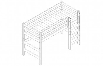 Кровать Соня вариант 5 полувысокая с прямой лестницей белый полупрозрачный в Емельяново - emelyanovo.mebel54.com | фото