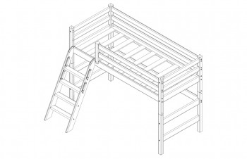 Кровать Соня вариант 6 полувысокая с наклонной лестницей Белый полупрозрачный в Емельяново - emelyanovo.mebel54.com | фото