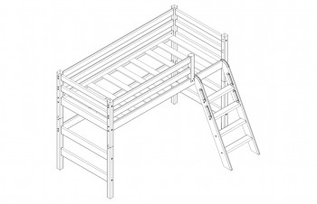 Кровать Соня вариант 6 полувысокая с наклонной лестницей Лаванда в Емельяново - emelyanovo.mebel54.com | фото