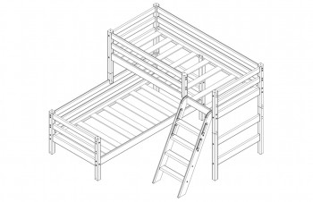 Кровать Соня вариант 8 угловая с наклонной лестницей Белый полупрозрачный в Емельяново - emelyanovo.mebel54.com | фото