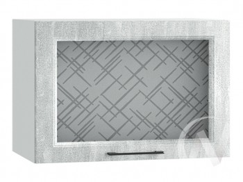 Либерти Шкаф верхний горизонтальный со стеклом ШВГС 609 (Холст грей/корпус белый) в Емельяново - emelyanovo.mebel54.com | фото