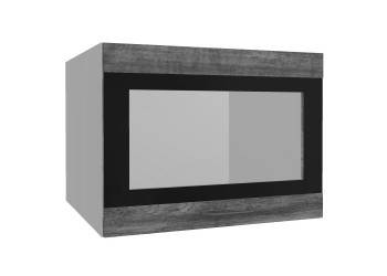 Лофт ВПГСФ 600 шкаф верхний горизонтальный со стеклом высокий с фотопечатью (Дуб бурый/корпус Серый) в Емельяново - emelyanovo.mebel54.com | фото